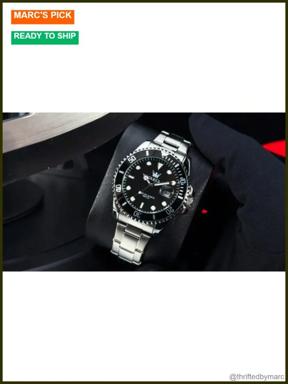 Stainless Steel Waterproof Analog Quartz Watch with Luminous Hands